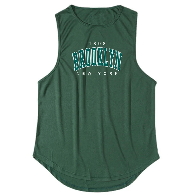 1898 Brooklyn New York Printed Summer Fashion Sports Tank Tops Mens Quick Dry Running Vest Mesh Gym Clothing Basketball Jerseys