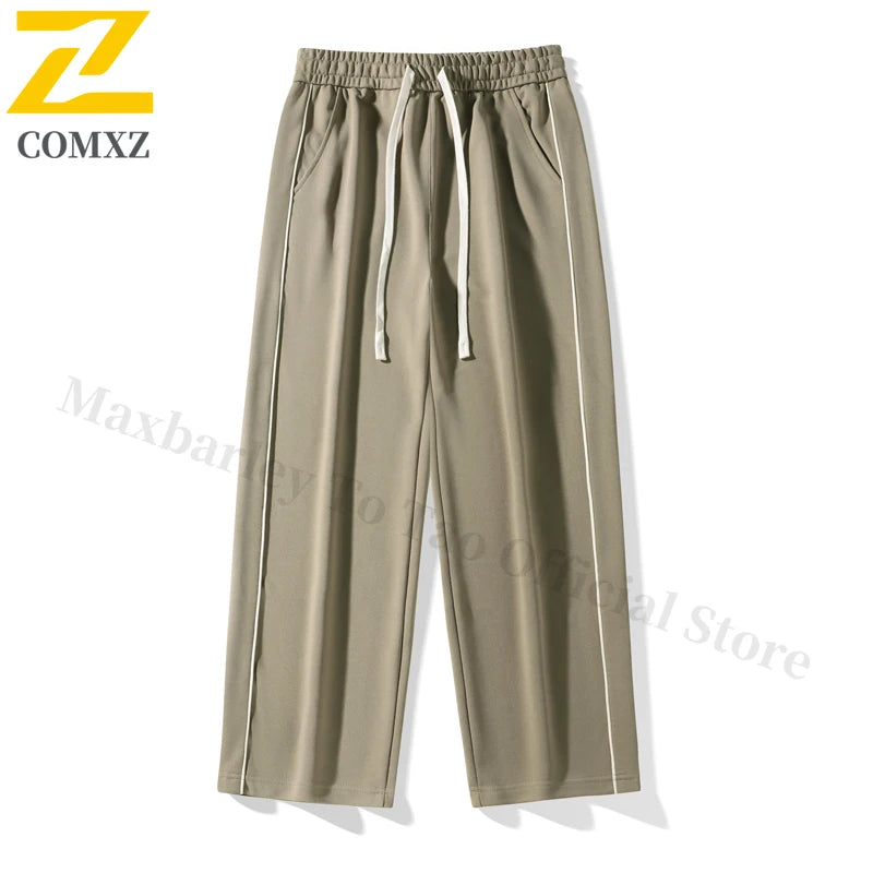 Men's Straight Wide Leg Pants Korean Style High Waisted Loose Trousers Spring Autumn Casual Streetwear Stretchy Comfort 2025