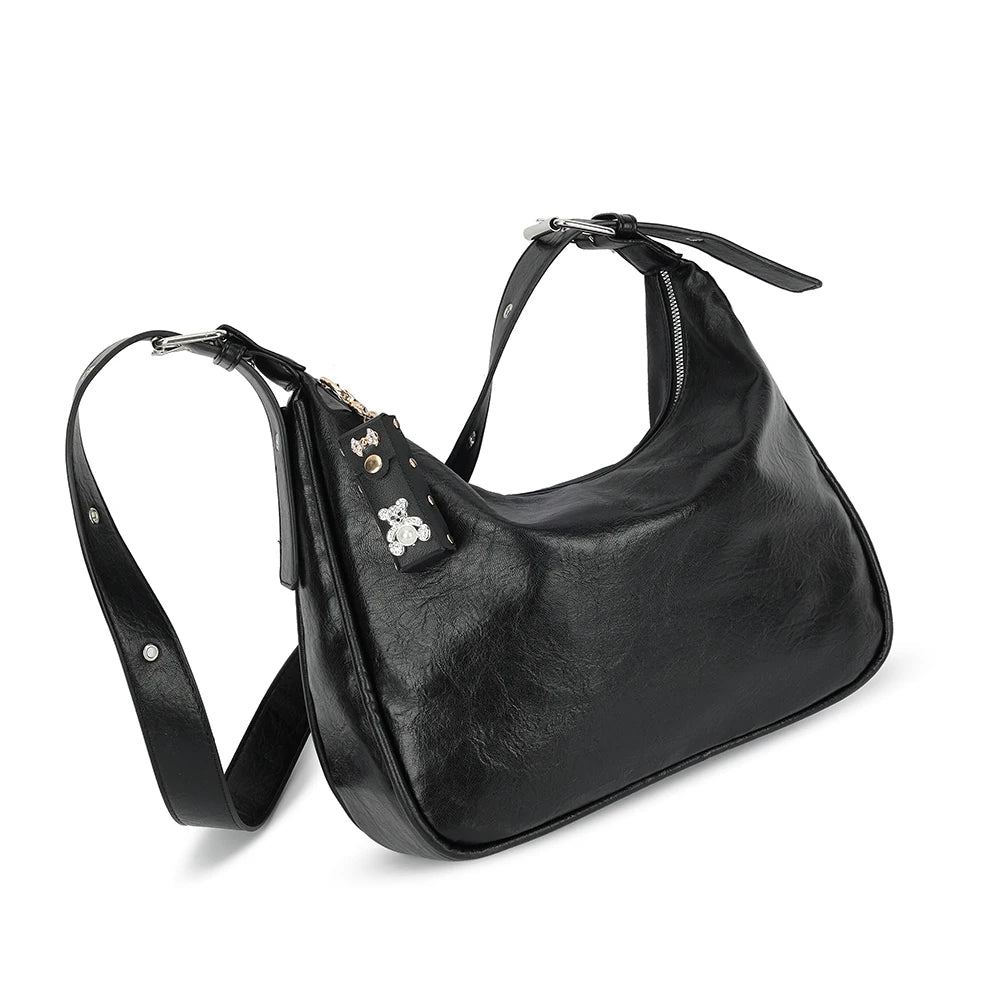 حقيبة كروسبودي كاجوال للبنات المراهقات مع قلادة، بتصميم كلاسيكي جديد، لون موحد، ناعمة للغاية.