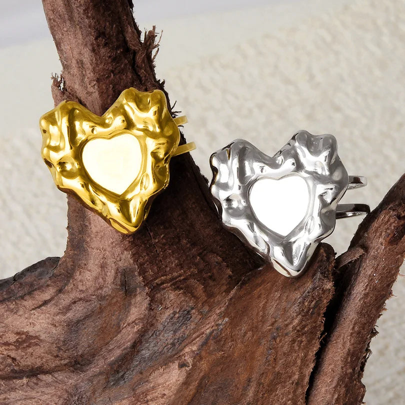 5 قطع/مجموعة خواتم من الفولاذ المقاوم للصدأ، لون ذهبي، قابلة للتعديل، مفتوحة، بتصميم عصري، مجوهرات نسائية أنيقة، لا يتغير لونها