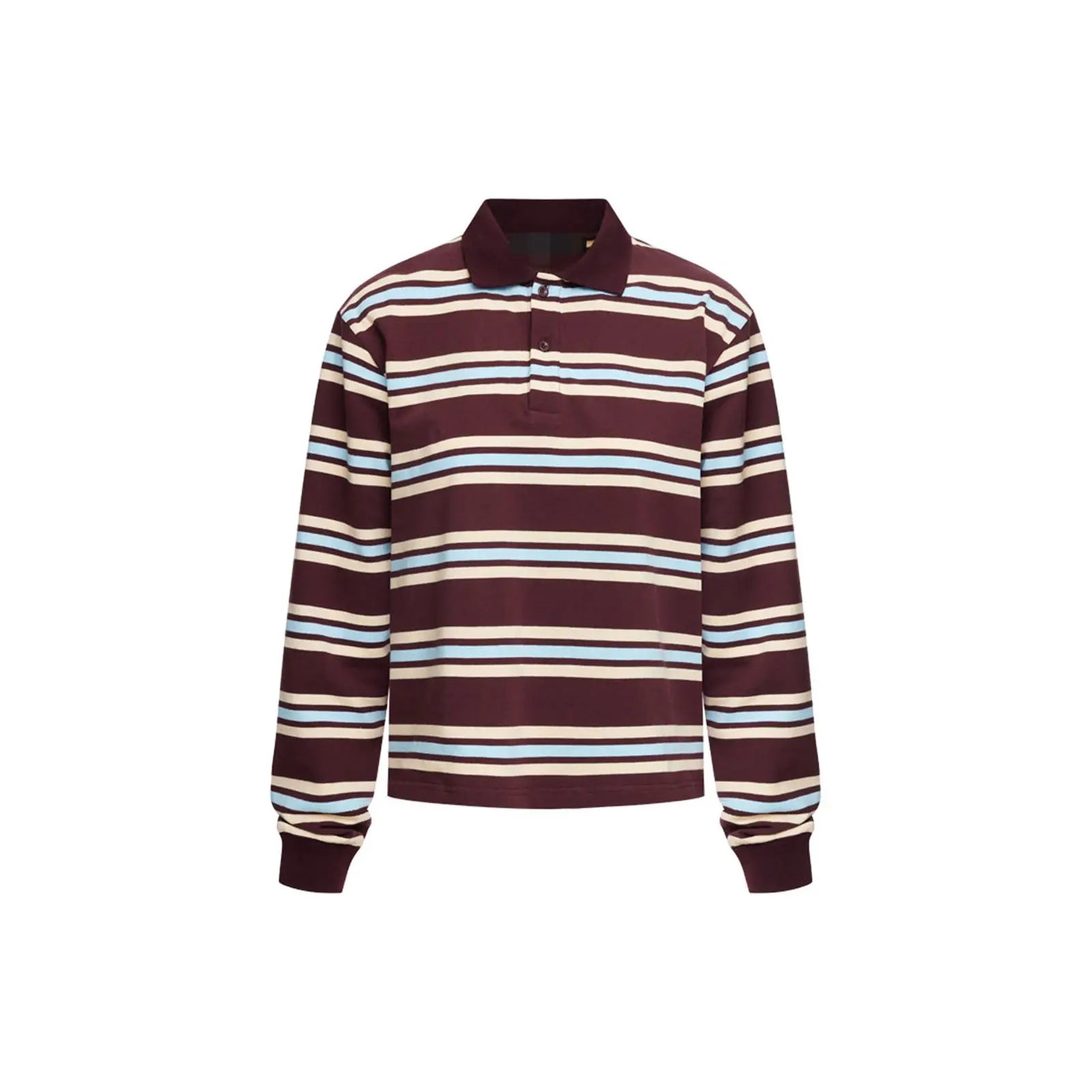 Combhasaki Women Y2K Vintage Striped T-Shirt Contrast Color Long Sleeve Lapel Neck Half Button-up Aesthetic Casual Pullover Tops