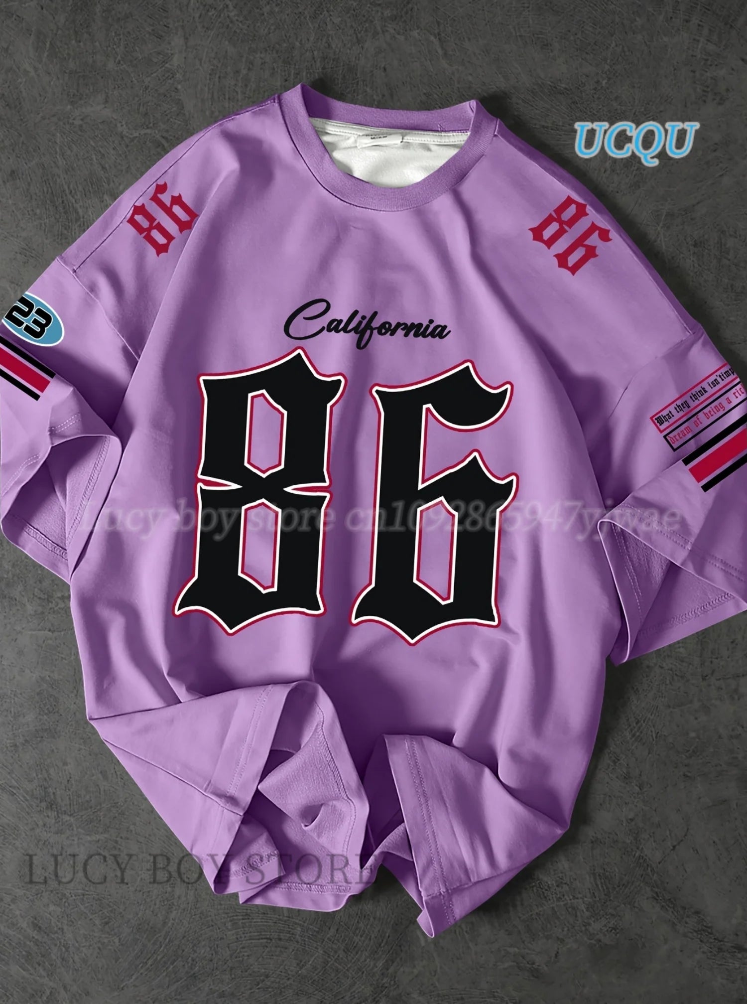 تي شيرت رجالي رياضي مطبوع عليه شعار كاليفورنيا 86 بأكمام قصيرة ورقبة دائرية وقميص كرة قدم للسباقات وقمصان كاجوال عتيقة ملابس رجالية