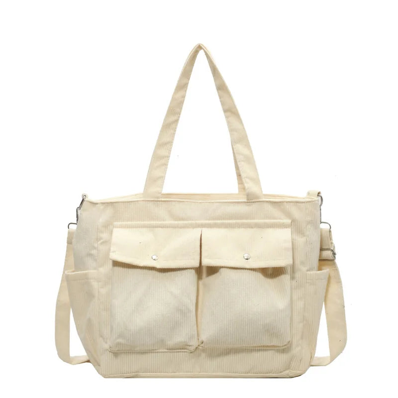 حقيبة يد نسائية جديدة عتيقة متعددة الجيوب من قماش مخملي بسعة كبيرة وحقيبة كتف نسائية كاجوال متقاطعة للتنقل