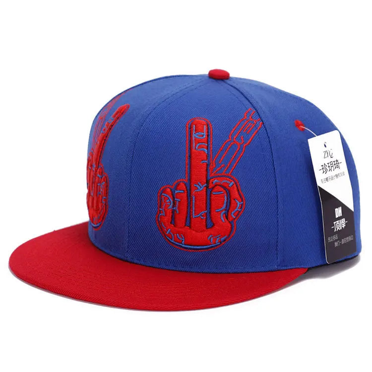 قبعات بيسبول مسطحة الحافة للرجال والنساء، قبعة هيب هوب مطرزة بإشارة إصبع وسطى، قبعة توركر قابلة للتوصيل عبر الإنترنت