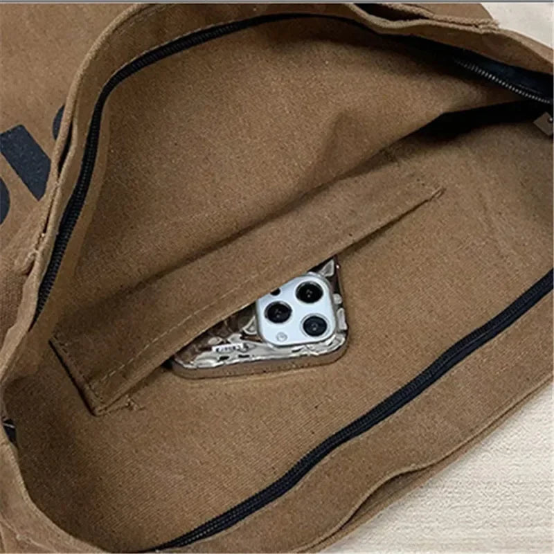 حقيبة قماشية سميكة مغسولة جديدة، حقيبة يد وكتف نسائية كورية، حقائب تسوق نسائية ذات سعة كبيرة، حقائب مدرسية للطالبات