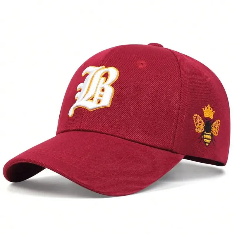 قبعات بيسبول للجنسين بتطريز النحلة الجانبية بأحرف قوطية للربيع والخريف قبعات كاجوال قابلة للتعديل وقبعة واقية من الشمس وقبعة رياضية