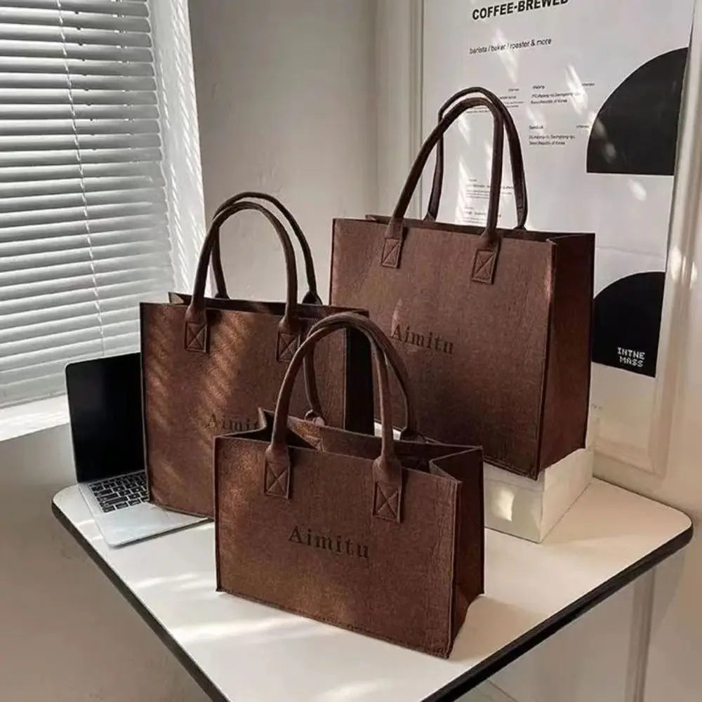 حقيبة كتف نسائية أنيقة S/M/L مصنوعة من اللباد، بسيطة بلون سادة، حقيبة رسول، حقيبة يد كبيرة السعة، حقائب سفر غير رسمية، حقائب كروس بودي