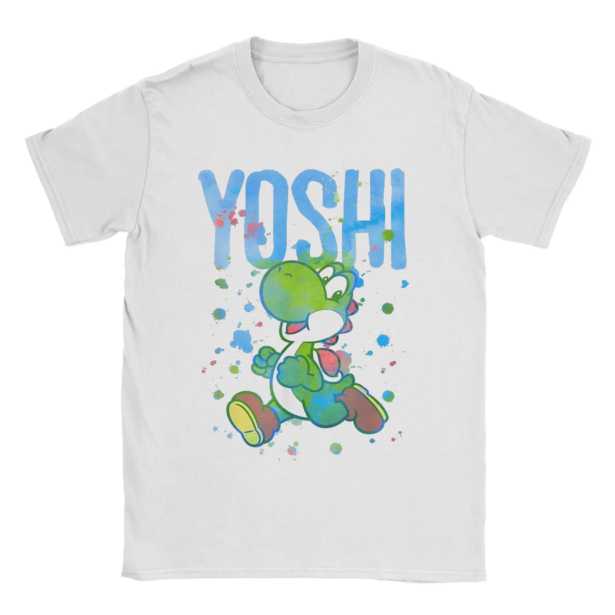 تي شيرت رجالي بألوان مائية من سوبر ماريو يوشي، تي شيرتات أنمي كلاسيكية بأكمام قصيرة ورقبة دائرية، ملابس جديدة من القطن الخالص