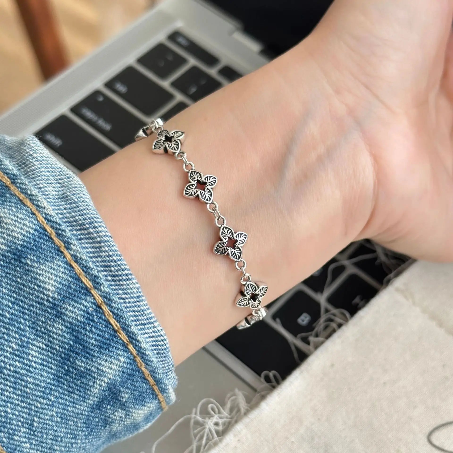 سوار PANJBJ من الفضة الإسترلينية عيار 925 عالي الجودة للنساء مصنوع من خرز الحب الكوري مجوهرات حلوة هدية شحن مباشر