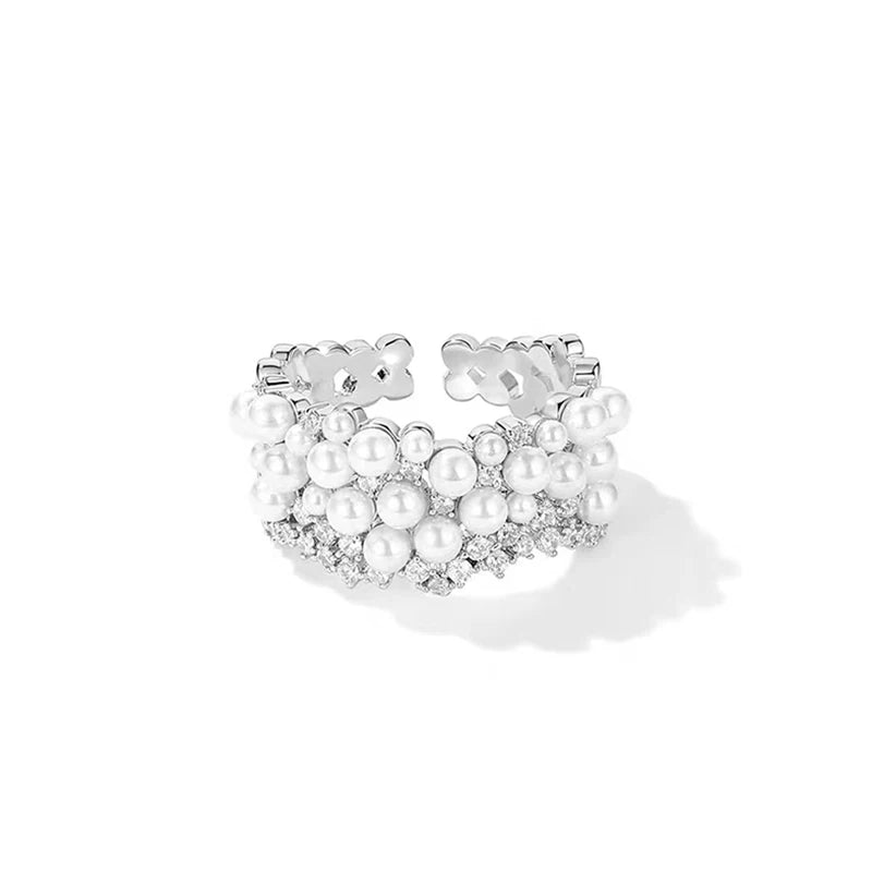 خواتم جديدة مرصعة بالزركون واللؤلؤ، إصدار 2025، مجوهرات عصرية للفتيات الصغيرات، إكسسوارات فاخرة لحفلات الزفاف، خواتم نسائية