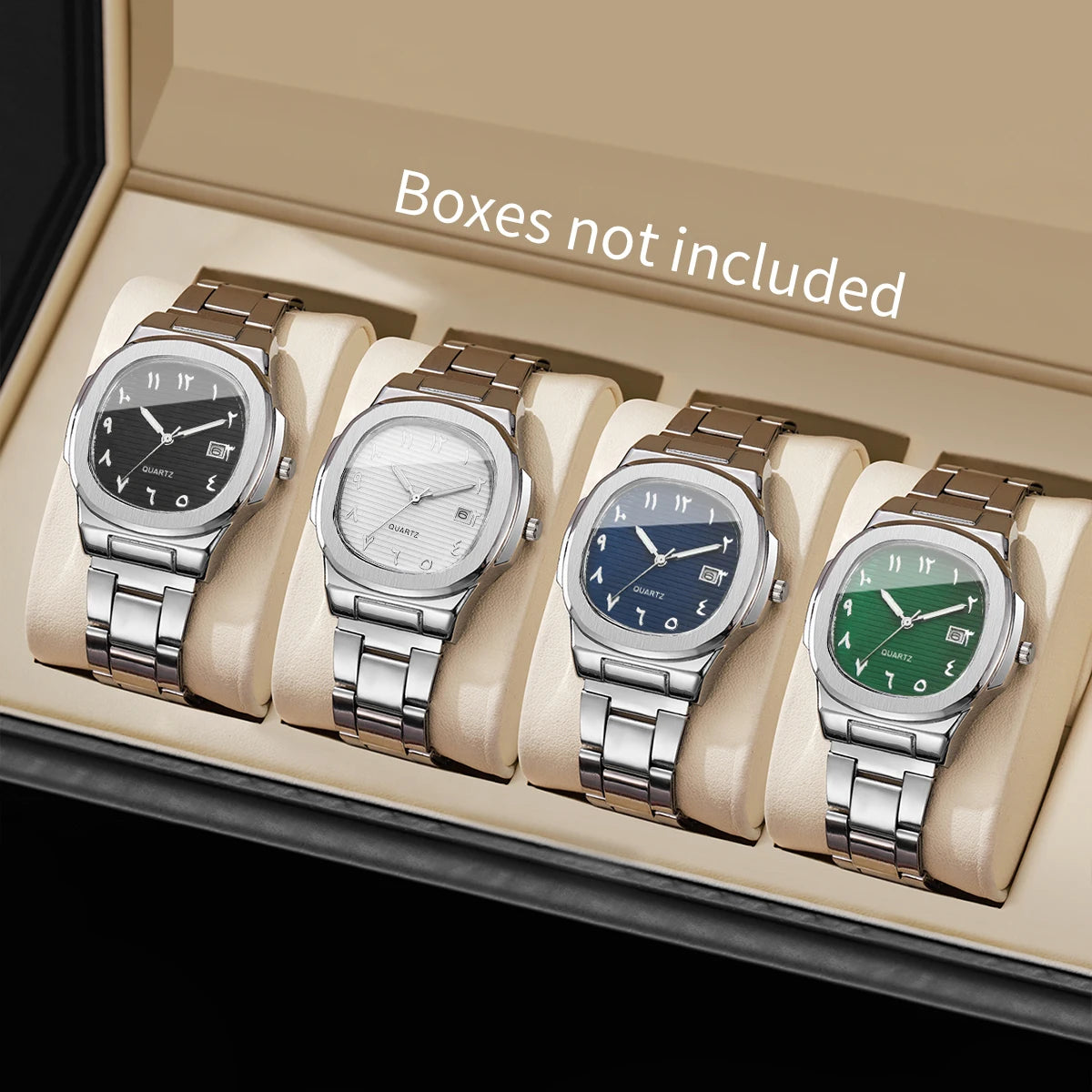 1/2/4PCS Luxury Men Business Watches Fashion Square Dial Quartz Wristwatch For Man Clock With Calendar Reloj Hombre (WithoutBox)