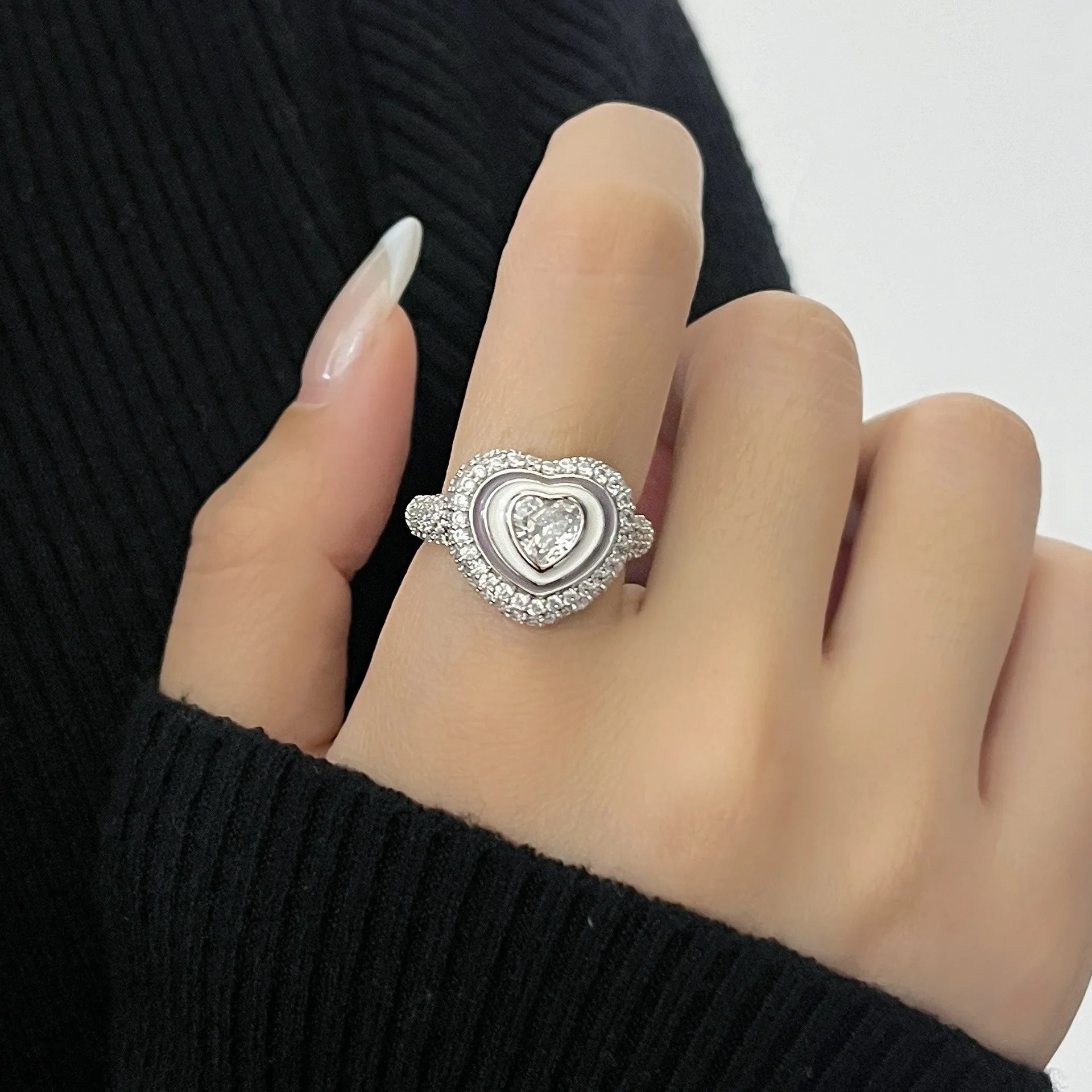 خاتم سام باندا من الفضة الإسترليني عيار 925 بتصميم هندسي مرصع بالكريستال للنساء، بيضاوي الشكل، بتصميم بانك مميز على شكل قطرة ماء، هدية مجوهرات، خدمة توصيل مباشرة