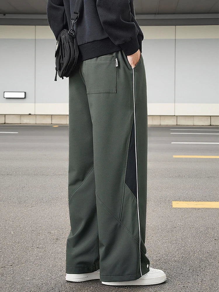 Men's Straight Sweatpants 2025 Autumn New Polyester/Spandex Streetwear Wide Leg Track Pants Loose Fit Casual Sport Trousers 8XL