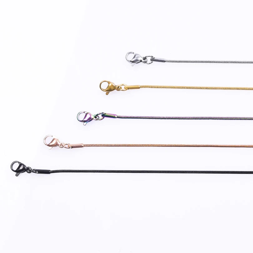 1/5/10 قطع 1.2 مم 45/50/60/70 سم سلسلة ثعبان مستديرة من الفولاذ المقاوم للصدأ للنساء والرجال إكسسوارات مجوهرات عصرية