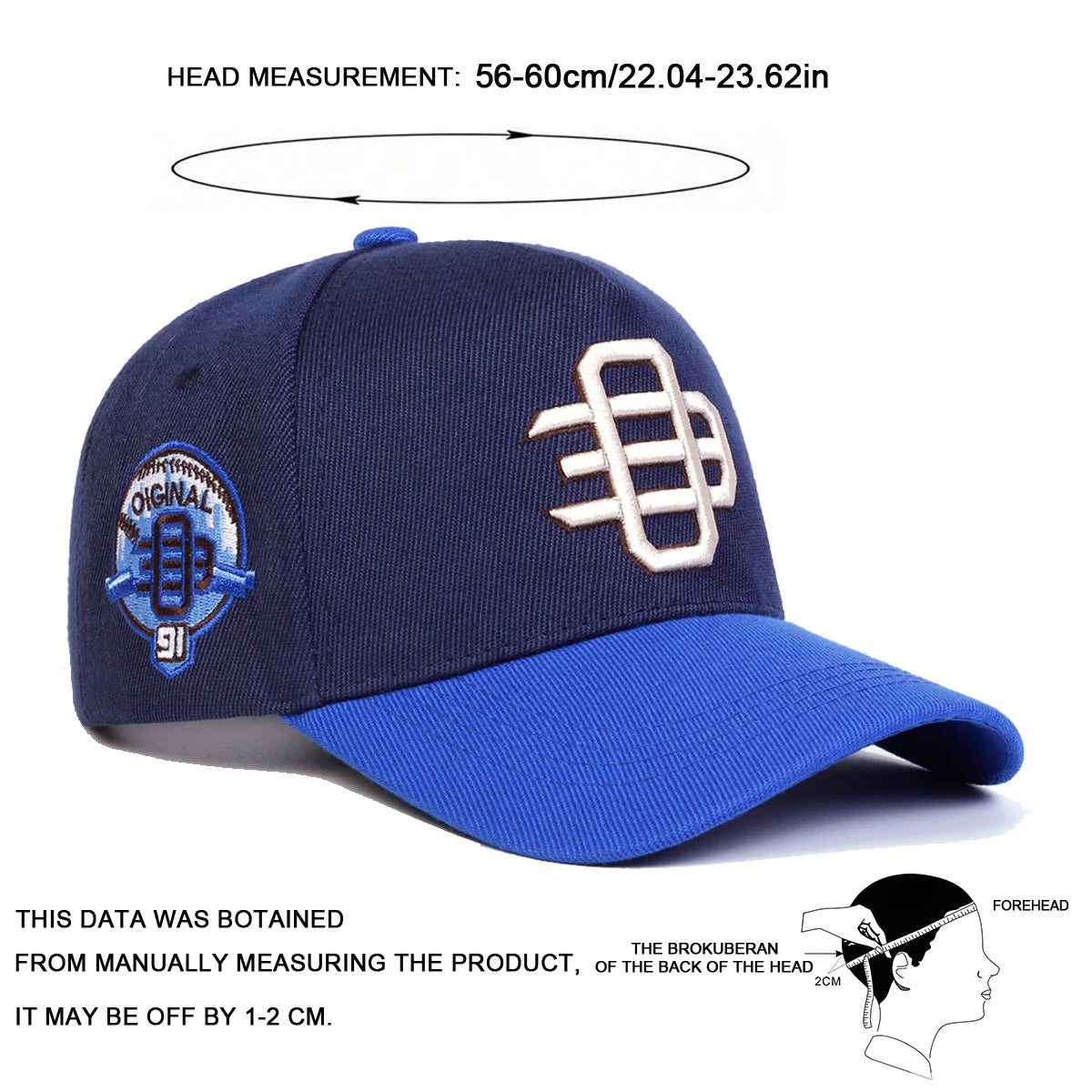 قبعات بيسبول للجنسين من OE Side 91 مطرزة قابلة للتعديل للاستخدام في الهواء الطلق في الربيع والخريف وقبعة واقية من الشمس