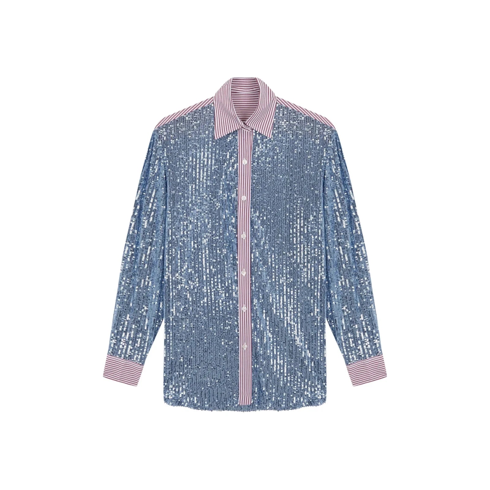 طقم مكون من قطعتين من السراويل الفضفاضة المرصعة بالترتر للنساء، قميص بأكمام طويلة وبنطلون أنيق للنساء، طقم مكون من قطعتين من السراويل الطويلة