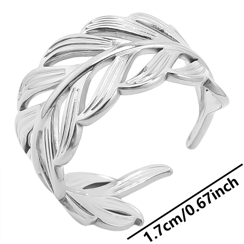 خاتم معدني عالي الجودة بتصميم غير منتظم ومجوف، مفتوح وقابل للتعديل، مصنوع من الفولاذ المقاوم للصدأ، مناسب للنساء والرجال، إكسسوارات مستوحاة من زهرة ونجمة البحر