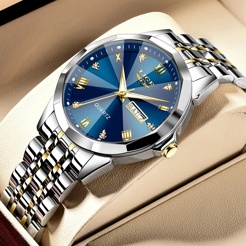 ساعة LIGE النسائية الجديدة، ساعة كوارتز أنيقة وعصرية، مقاومة للماء، مزودة بإضاءة خلفية وتاريخ، مصنوعة من الفولاذ المقاوم للصدأ، هدية مثالية للصديقة أو الحبيبة