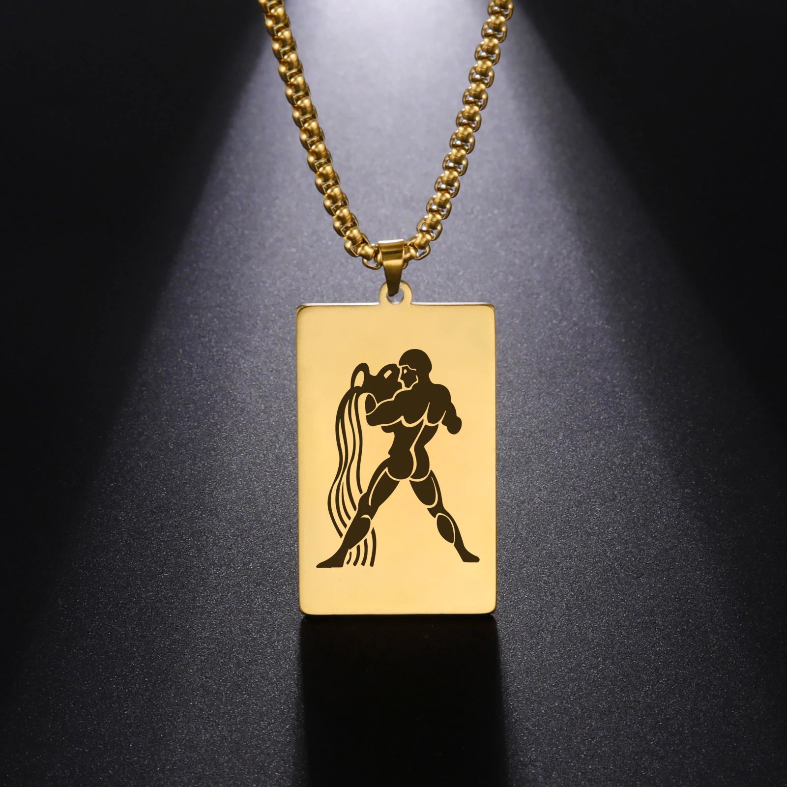 قلادة على شكل صندوق من 12 برجًا للرجال، مصنوعة من الفولاذ المقاوم للصدأ، بتصميم يوناني قديم، مكونة من 12 برجًا، هدايا