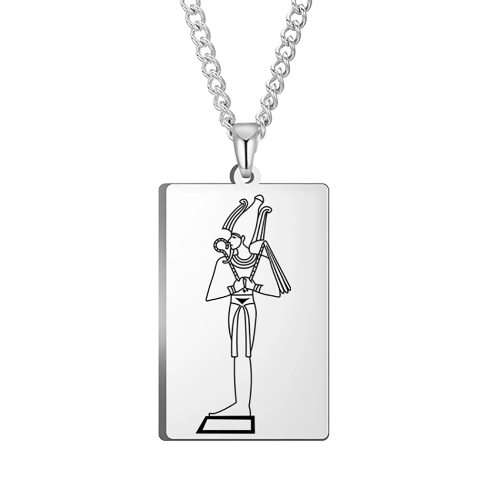 قلادة داوابارا المصرية القديمة على شكل إله حورس أنوبيس الإلهة إيزيس تميمة من الفولاذ المقاوم للصدأ