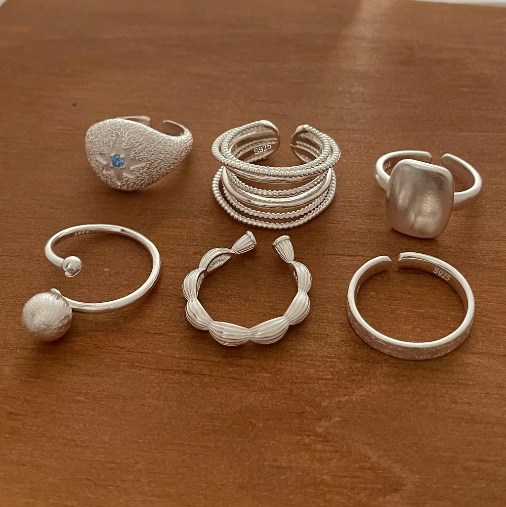 خواتم من الفضة الإسترليني عيار 925 للنساء والأزواج، بتصميم بسيط مصنوع يدويًا، لون أزرق، هدية مثالية للحفلات، تمنع الحساسية.