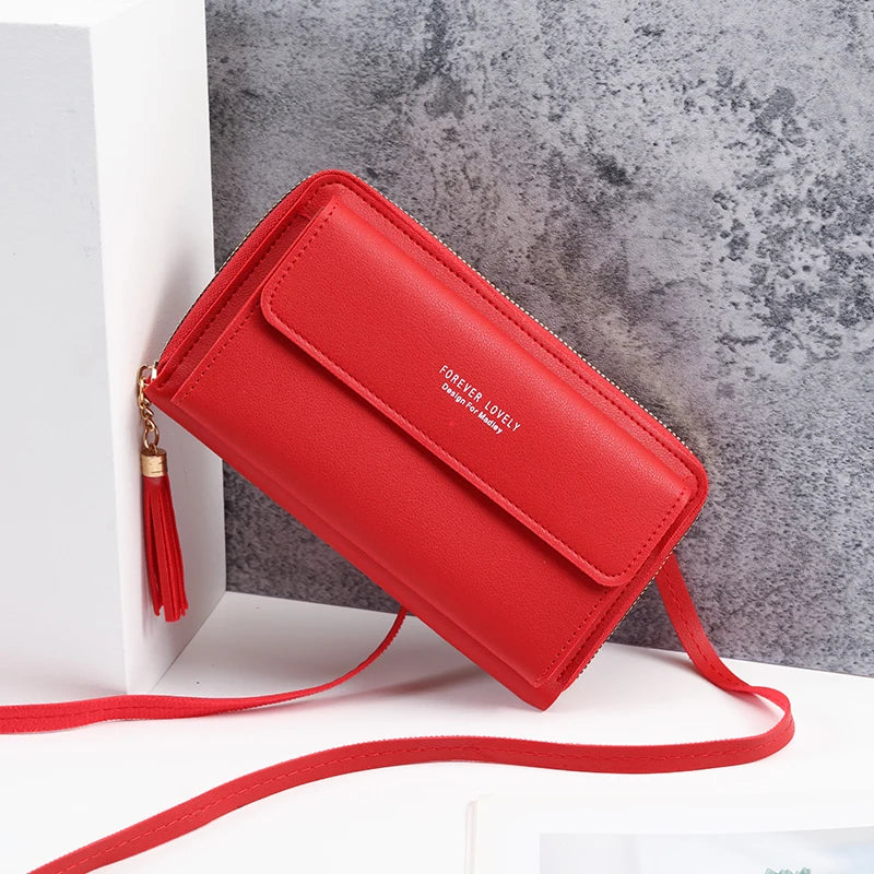 2024 new large-capacity multi-functional solid color one-shoulder bag fashion simple horizontal slung mobile phone bag lady