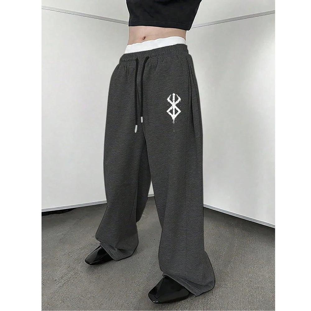 Latest Model Men's Pants Simple Print Casual Sweatpants Elastic Waist Drawstring Pants Suitable Corduroy Men Pants Vintage