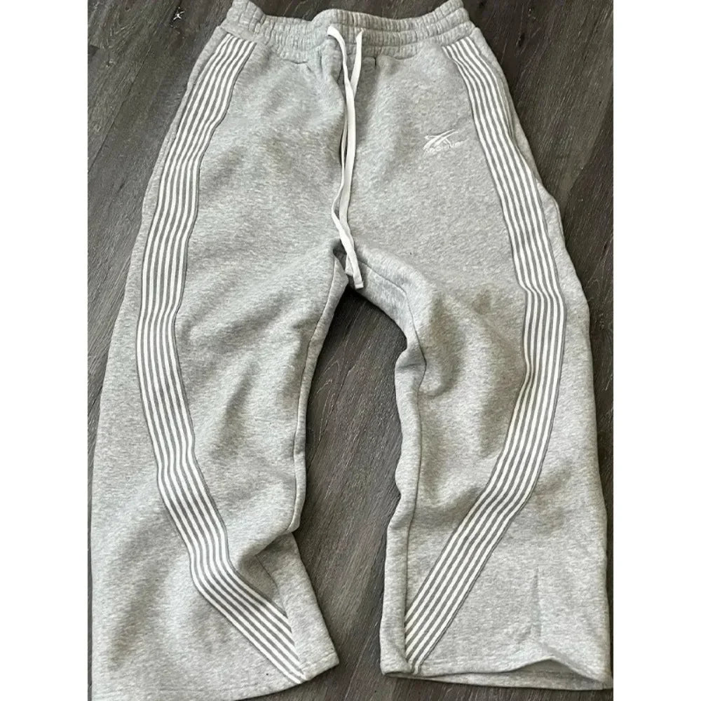 Men's Striped Casual Pants Loose Straight Leg Versatile Sports Pants Retro Streetwear Men's Pants