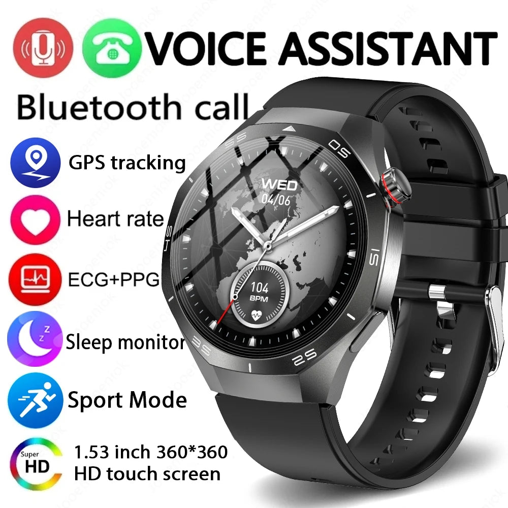 ساعة ذكية GT5 Pro GPS Track للرجال جديدة لعام 2025 بشاشة AMOLED 360*360 وNFC وBT ومضادة للماء ومراقبة الصحة للرجال ساعات ذكية تعمل بنظام IOS
