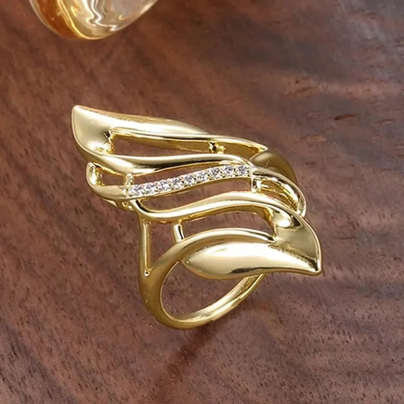 خواتم هويتان هايبربول الذهبية اللون بتصميم ماركيز للنساء، مرصعة بالكامل بأحجار الزركونيا المكعبة البراقة، إكسسوارات مجوهرات عصرية جديدة لحفلات الزفاف