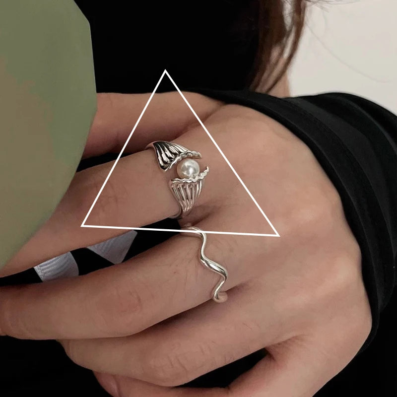 خواتم VENTFILLE من الفضة الإسترلينية عيار 925 بتصميم هيب هوب عتيق بخطوط مجوفة وبانك وفضة تايلاندية للحفلات قابلة للتعديل