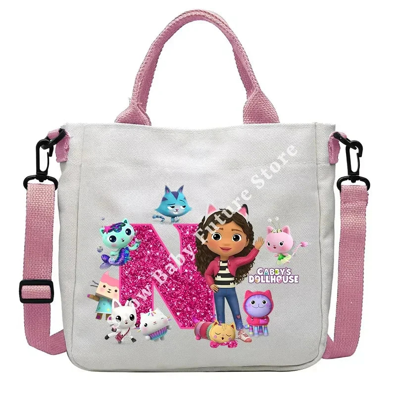 حقيبة كتف أنيقة بتصميم بيوت الدمى غابي للأولاد والبنات على شكل أنمي وحقيبة حمل أنيقة عليها حروف كرتونية وحقيبة يد من القماش وحقيبة كروس بودي وهدايا أعياد الميلاد