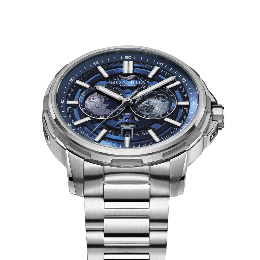 ساعة BOAIJIUA الميكانيكية الأوتوماتيكية ساعة Creative Starry Sky مقاومة للماء حتى عمق 50 مترًا 8217 ساعات ميكانيكية هدية عيد ميلاد للرجال