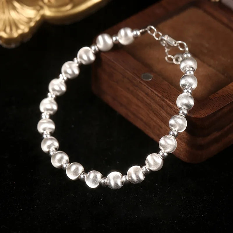 سوار PANJBJ من الفضة الإسترلينية عيار 925 عالي الجودة للنساء مصنوع من خرز الحب الكوري مجوهرات حلوة هدية شحن مباشر