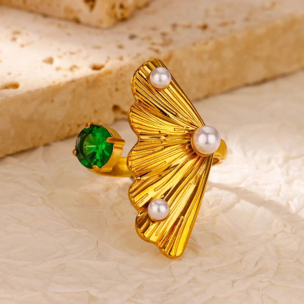 خاتم فاخر من الفولاذ المقاوم للصدأ مطلي بالذهب، مرصع بأحجار الزركون الكريستالية الملونة على شكل قلب، خاتم زفاف نسائي بوهيمي، هدية مثالية لعيد الميلاد