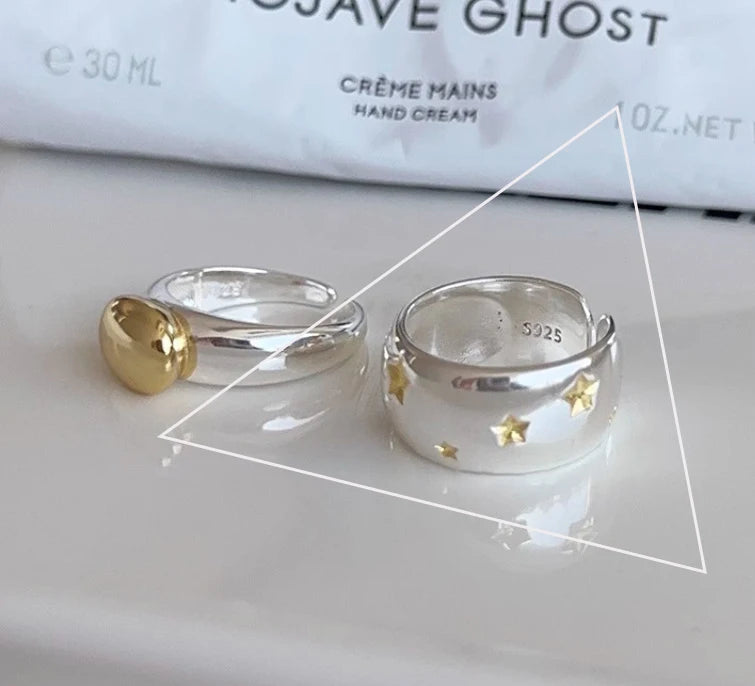 خواتم VENTFILLE من الفضة الإسترلينية عيار 925 بتصميم هيب هوب عتيق بخطوط مجوفة وبانك وفضة تايلاندية للحفلات قابلة للتعديل