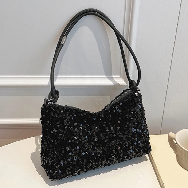 Popular trendy women's Korean-style handbag with sequins - versatile single-shoulder small bag