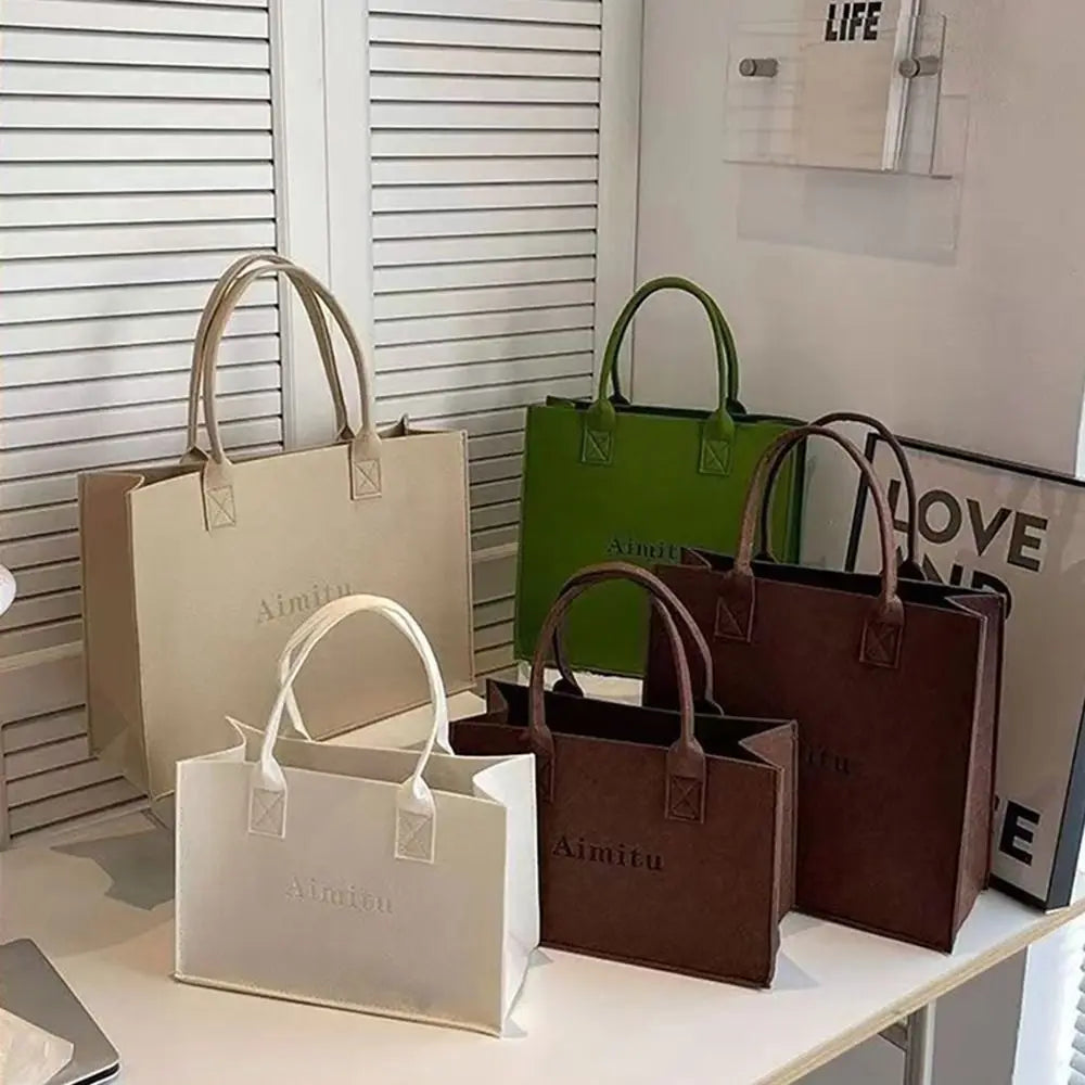 حقيبة كتف نسائية أنيقة S/M/L مصنوعة من اللباد، بسيطة بلون سادة، حقيبة رسول، حقيبة يد كبيرة السعة، حقائب سفر غير رسمية، حقائب كروس بودي