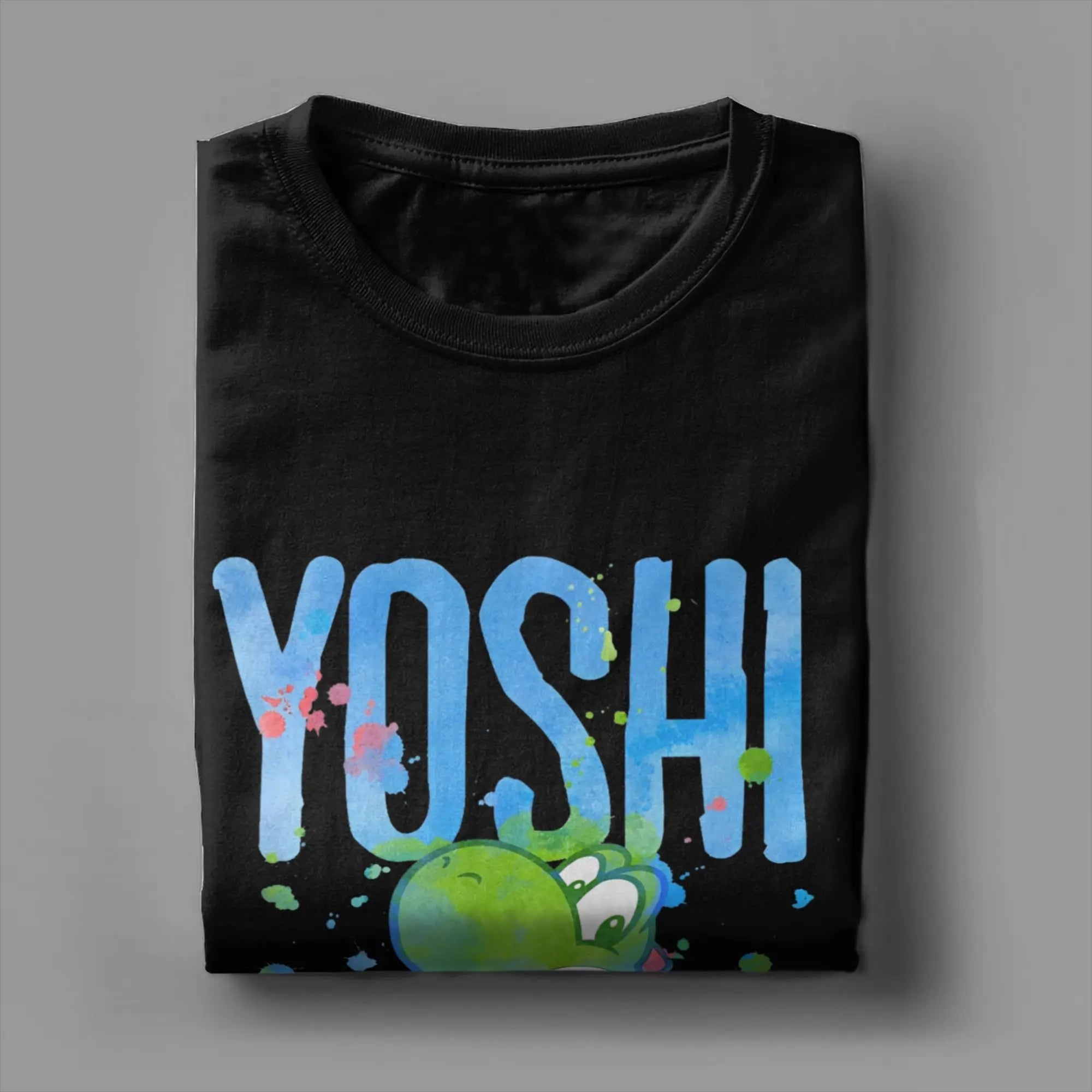 تي شيرت رجالي بألوان مائية من سوبر ماريو يوشي، تي شيرتات أنمي كلاسيكية بأكمام قصيرة ورقبة دائرية، ملابس جديدة من القطن الخالص