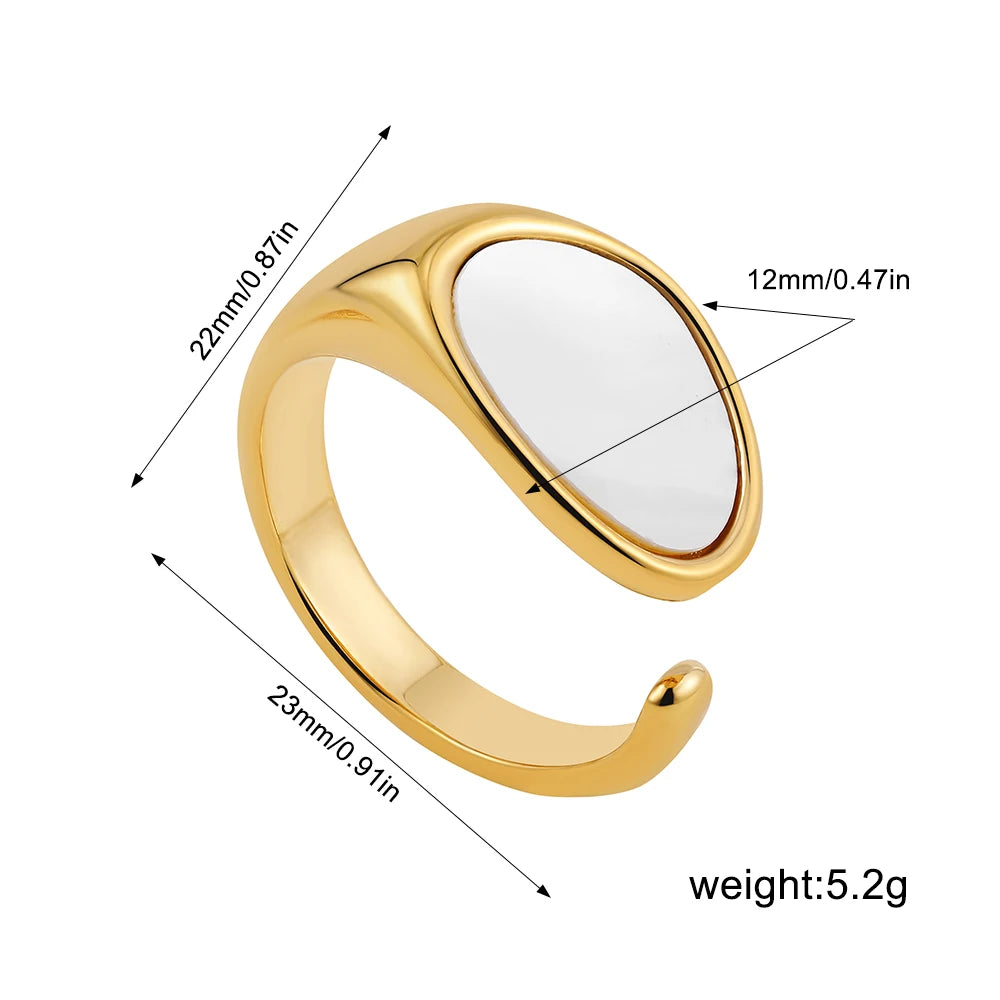 Creative Gold Color Stainless Steel Rings for Women Punk Chunky Irregular Smooth Round Dome Ring Female Statement Jewelry Gift