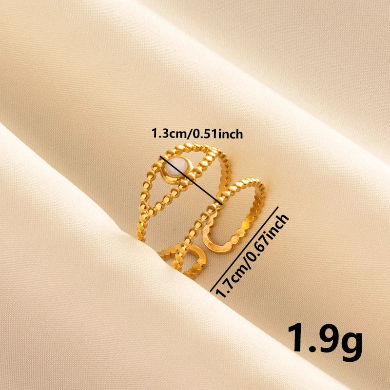 خاتم أبيض مطلي بالذهب الحقيقي بتصميم نجمة وقلب وعين، مفتوح وقابل للتعديل، مصنوع من الفولاذ المقاوم للصدأ بتصميم عتيق، مناسب للنساء والرجال، مجوهرات عيد ميلاد