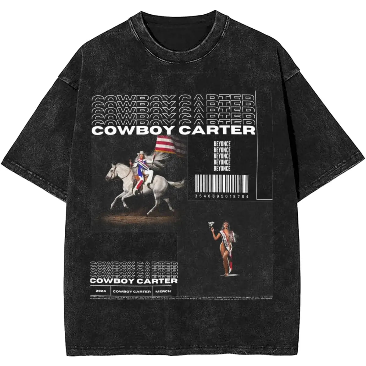 ألبوم كاوبوي كارتر، جولة بيونسيه 2024، الزي المغسول، تي شيرت، رجال، نساء، ملابس الشارع، تي شيرتات هيب هوب، تي شيرتات صيفية، قمم قطنية