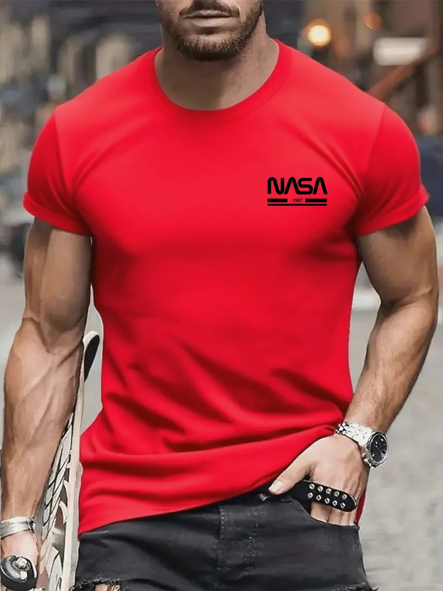 تي شيرت رجالي رياضي قابل للتنفس بطبعة جرافيكية لعام 2025، تي شيرت قطني بأكمام قصيرة، تي شيرت صيفي من علامة تجارية للشارع