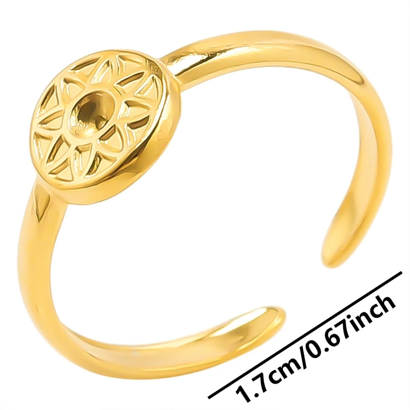 ٦ قطع/عبوة من حلقات مطلية بالذهب بقاعدة من الفولاذ المقاوم للصدأ، خواتم مفاصل فارغة يمكنك صنعها بنفسك للنساء، مجوهرات ساحرة لا يتغير لونها، بيع بالجملة