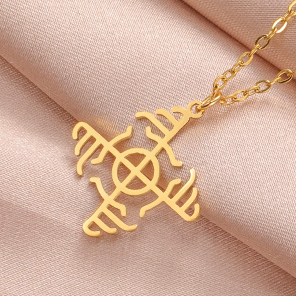 قلادة رمز دوابارا واردرونا، قلادة من رونية الفايكنج النوردي، تميمة حماية، مجوهرات من الفولاذ المقاوم للصدأ