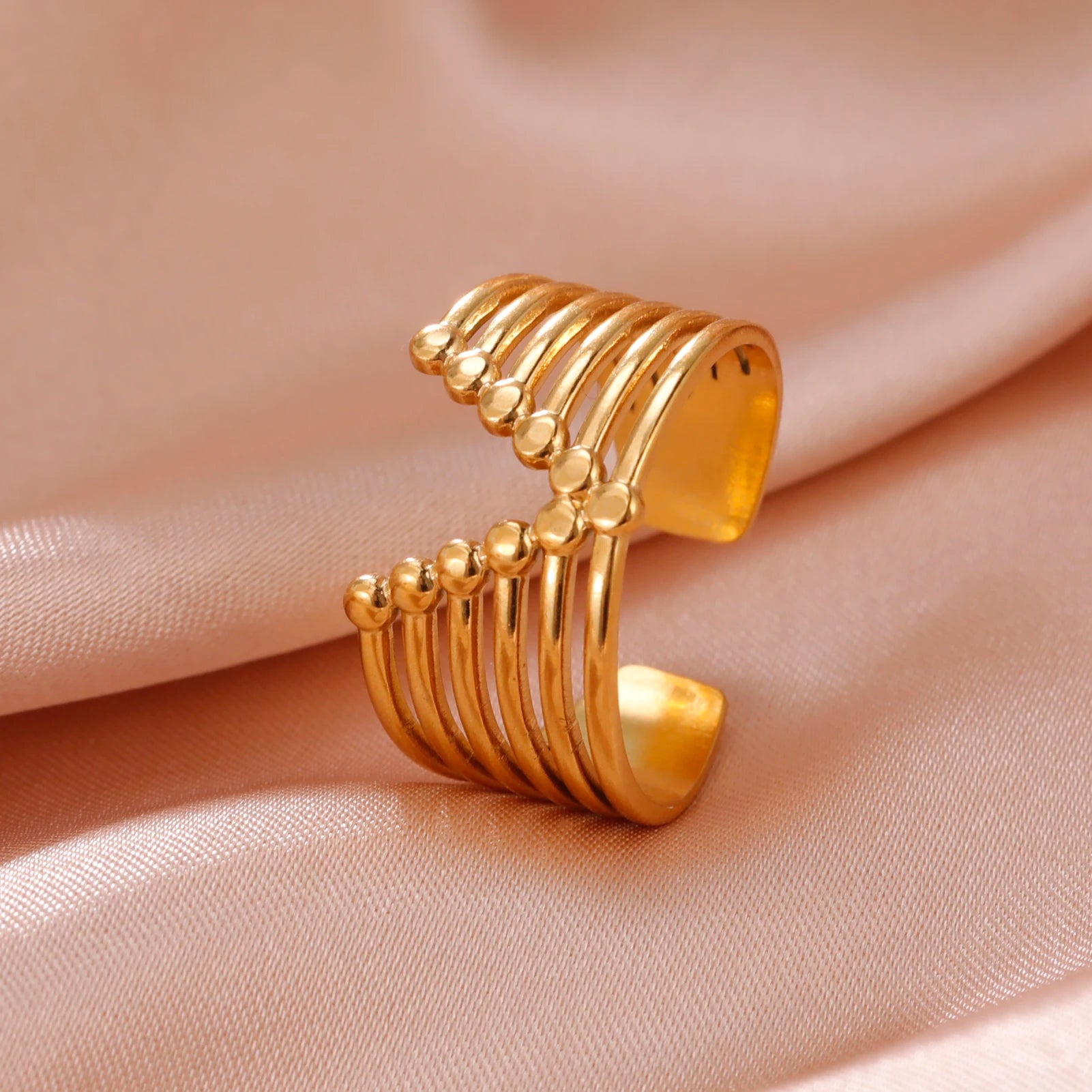 خواتم نسائية من الفولاذ المقاوم للصدأ بتصميم قلب هندسي أنيق، قابلة للتعديل، مفتوحة الأصابع، مجوهرات عصرية للحفلات، هدايا بالجملة