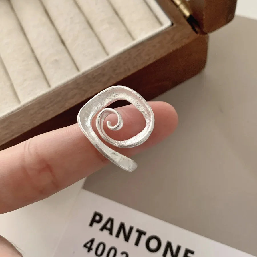 خاتم مفتوح من الفضة الإسترليني عيار 925 بتصميم بانك على شكل قلب، بتصميم هندسي غير منتظم، قابل للتكديس، هدية مجوهرات للنساء والفتيات، خدمة توصيل مباشرة بالجملة