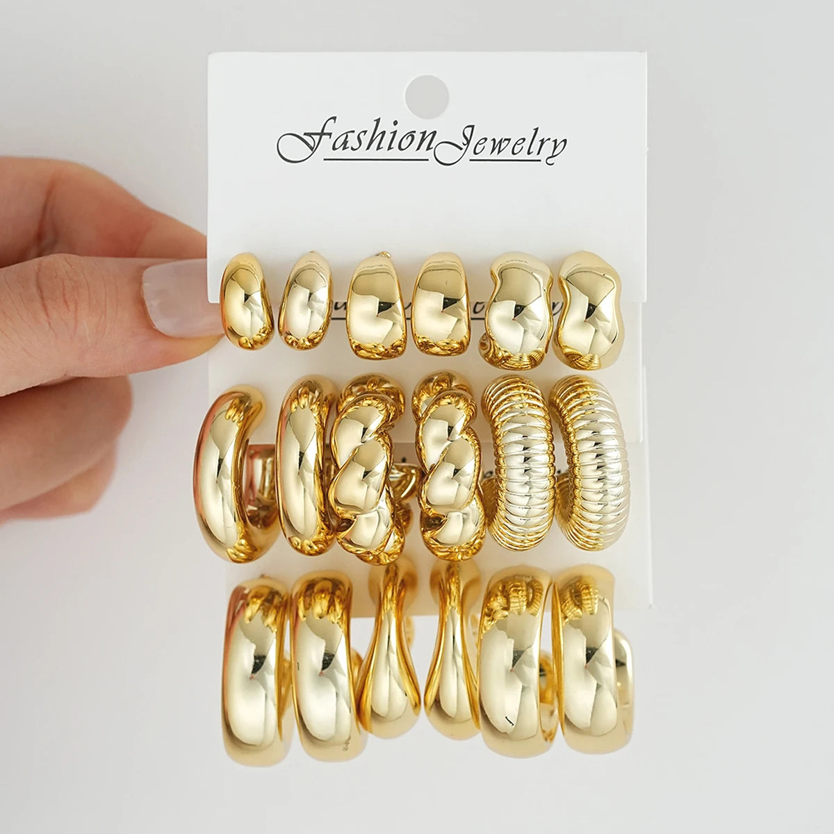 مجموعة من 18 قطعة من أقراط قطرة الماء العصرية للنساء، أقراط حلقية ملتوية بتصميم هندسي عتيق ومبالغ فيه، هدايا مجوهرات شخصية جديدة