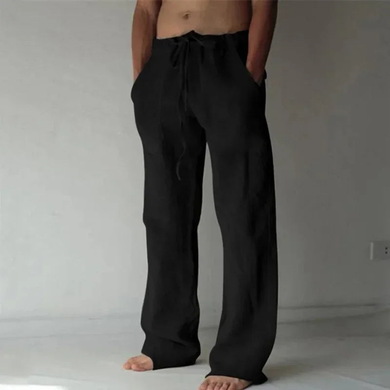 summer spring 2024 New Men's Cotton Linen Pants Male Autumn New Breathable Solid Color Linen Trousers Fitness Streetwear S-3XL