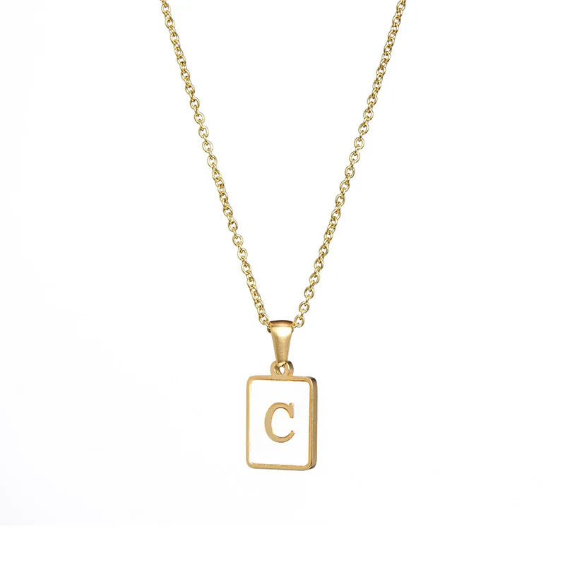 قلادة إيبيل البسيطة المصنوعة من صدفة عرق اللؤلؤ المصنوعة من الفولاذ المقاوم للصدأ المقاوم للتآكل والمطلية بالذهب للنساء